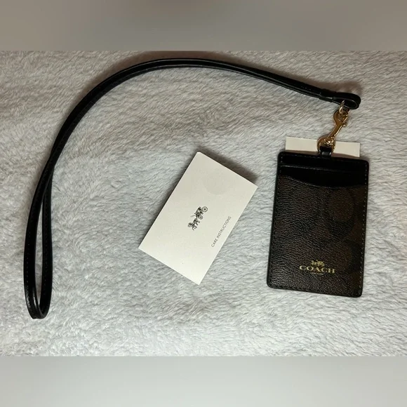 πCoach / Signature Canvas / Black and Brown / ID Lanyard-Card Holder π - Picture 2 of 5